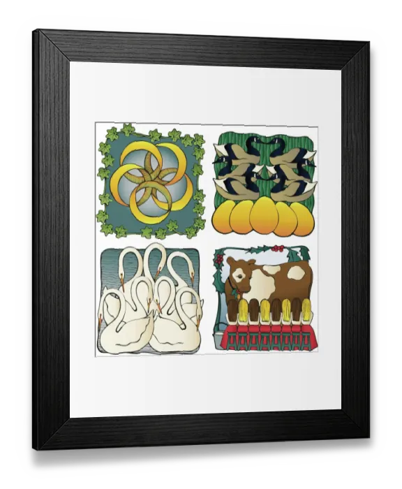 Framed Print : Twelve Days of Christmas (Days 5-8) Framed Print : Twelve Days of Christmas (Days 5-8)