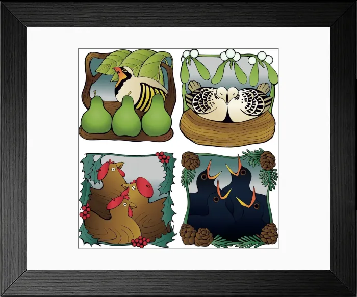 Framed Print : Twelve Days of Christmas (Days 1-4) Framed Print : Twelve Days of Christmas (Days 1-4)