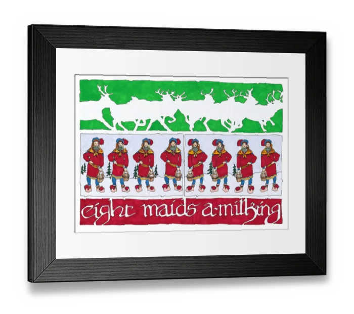 Framed Print : Eight Maids A-Milking Framed Print : Eight Maids A-Milking