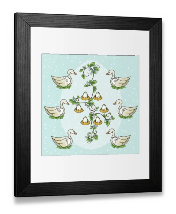 Framed Print : The Twelve days Of Christmas Series. Six Geese A Laying Framed Print : The Twelve days Of Christmas Series. Six Geese A Laying