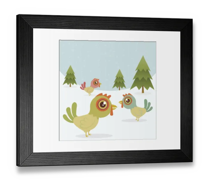 Framed Print : Three French Hens