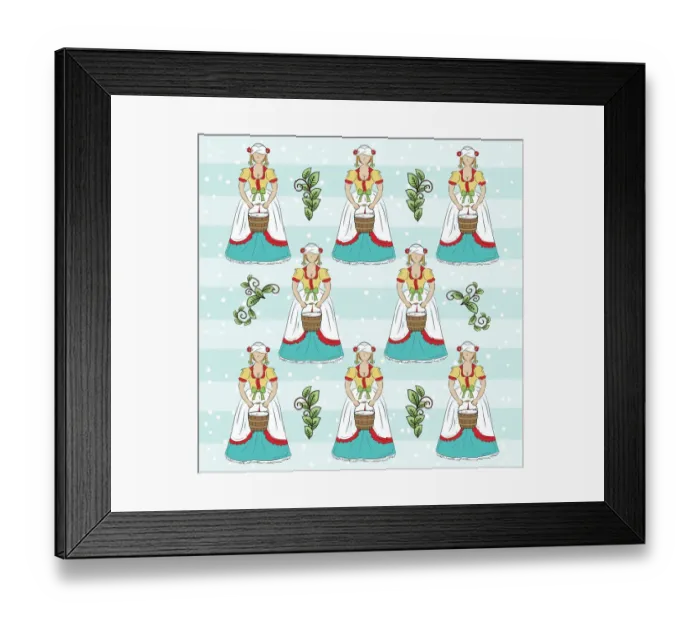 Framed Print : The Twelve days Of Christmas Series. Eight Maids A Milking