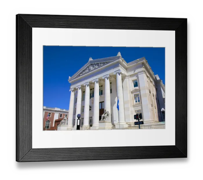 Framed Print : Granite columns, CT Superior Court, New Haven Framed Print : Granite columns, CT Superior Court, New Haven