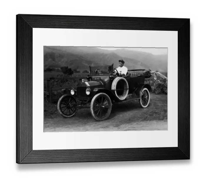 Framed Print : 25-30 years, adult, antique, archival, automobile, black & white, car, classic, driving Framed Print : 25-30 years, adult, antique, archival, automobile, black & white, car, classic, driving