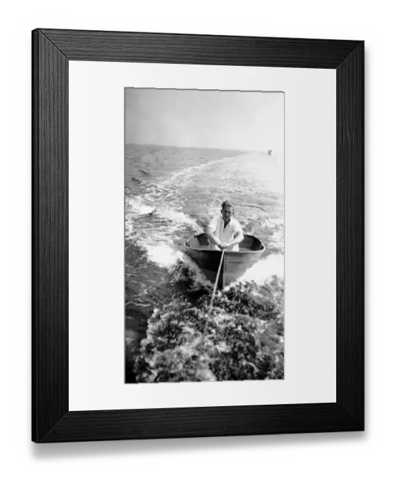 Framed Print : 20-25 years, adult, archival, b, boat, boating, caucasian, copy space, day, high angle view