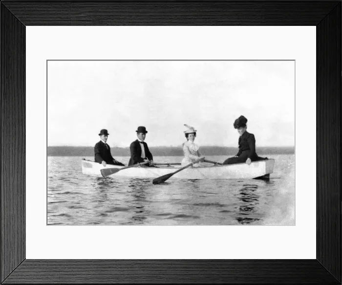 Framed Print : 522, adults, antique, black & white, boat, boating, body of water, caucasian, copy space Framed Print : 522, adults, antique, black & white, boat, boating, body of water, caucasian, copy space