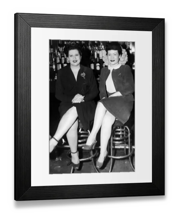 Framed Print : 30-35 years, 35-40 years, adult, archival, bar, barstools, black & white, c, caucasian