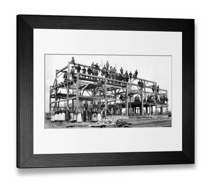 Framed Print : 521, adults, antique, black & white, building, caucasian, construction, construction site Framed Print : 521, adults, antique, black & white, building, caucasian, construction, construction site