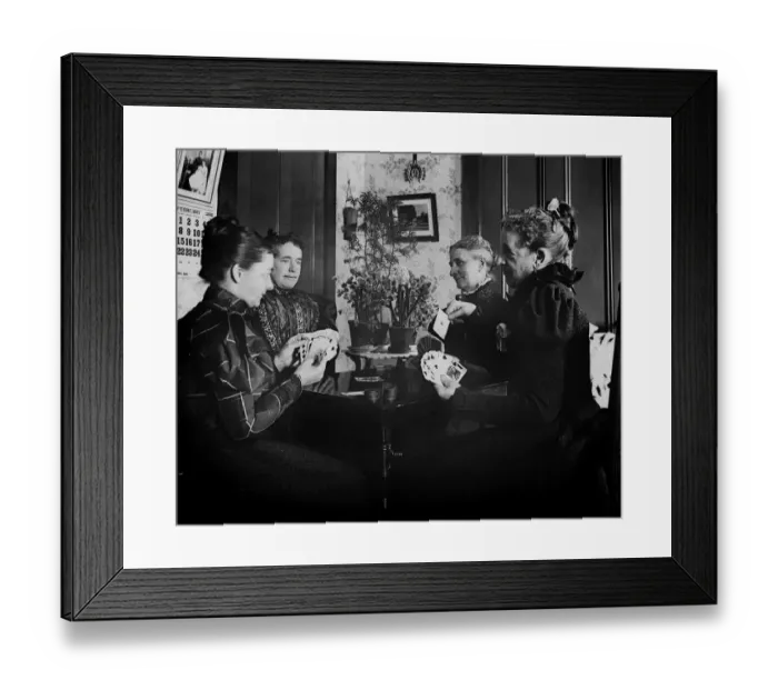 Framed Print : 522, black & white, caucasian, females, game, historical, playing cards, playing
