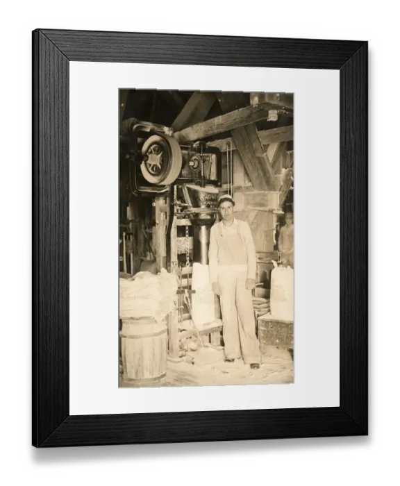 Framed Print : adult, antique, assembly line, black and white, caucasian, corn flour, corn meal Framed Print : adult, antique, assembly line, black and white, caucasian, corn flour, corn meal