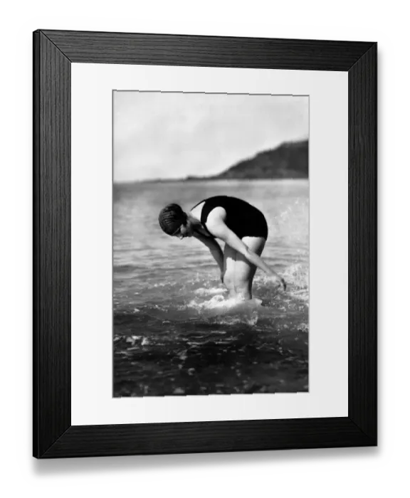 Framed Print : 522, adult, antique, bathing suit, black & white, body of water, brunette, caucasian Framed Print : 522, adult, antique, bathing suit, black & white, body of water, brunette, caucasian