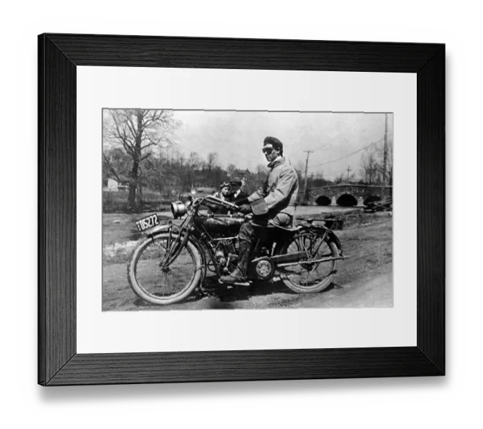 Framed Print : man and woman standing in background, antique, background, bike, black and white Framed Print : man and woman standing in background, antique, background, bike, black and white