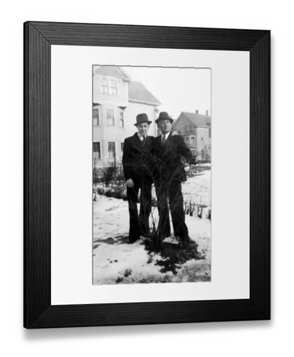 Framed Print : adults, b, black & white, caucasian, circa, friendship, historical, men, males, snow Framed Print : adults, b, black & white, caucasian, circa, friendship, historical, men, males, snow
