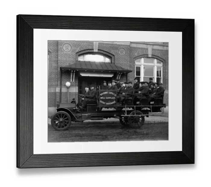 Framed Print : 521, adults, antique, automobile, black & white, building, business, car, crew, eye contact Framed Print : 521, adults, antique, automobile, black & white, building, business, car, crew, eye contact
