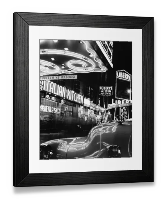 Framed Print : Car and Neon Lights in New York City Framed Print : Car and Neon Lights in New York City