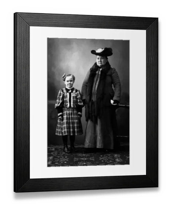 Framed Print : 45-50 years, 557, 7-9 years, antique, archival, attire, black & white, black and white