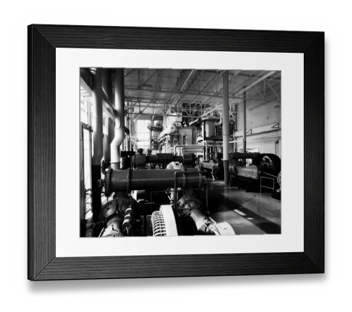 Framed Print : 521, antique, black & white, boiler room, engine room, factory, generator, historical Framed Print : 521, antique, black & white, boiler room, engine room, factory, generator, historical