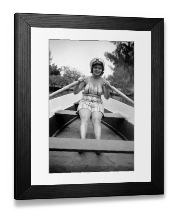 Framed Print : 522, adult, antique, black & white, boat, boating, body of water, brunette, caucasian Framed Print : 522, adult, antique, black & white, boat, boating, body of water, brunette, caucasian