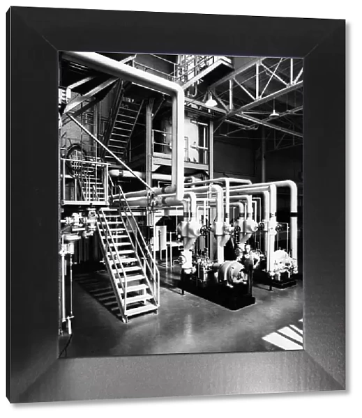 521, boiler room, black & white, factory, historical, generator, industry, machine