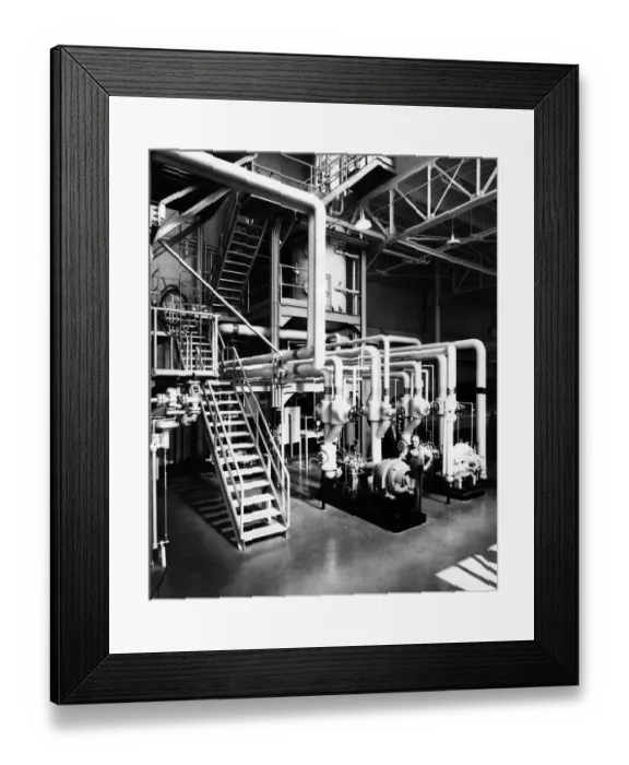 Framed Print : 521, boiler room, black & white, factory, historical, generator, industry, machine Framed Print : 521, boiler room, black & white, factory, historical, generator, industry, machine