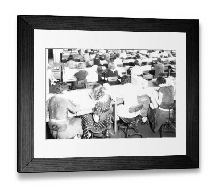 Framed Print : Women Office Workers at their Desks Framed Print : Women Office Workers at their Desks