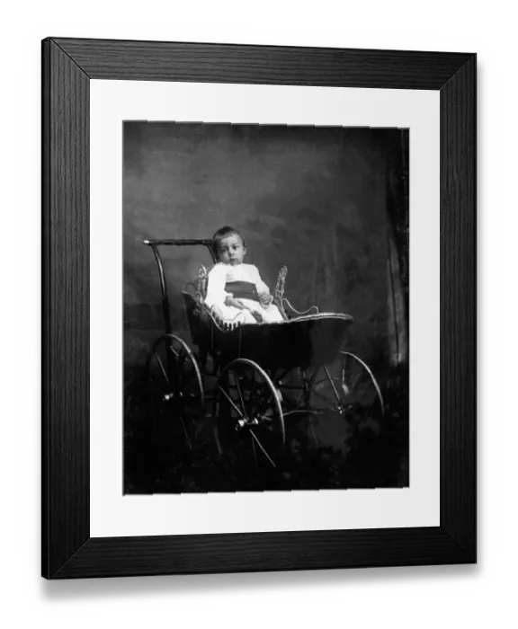 Framed Print : 557, 6-12 months, archival, attire, baby, black & white, black and white, buggy, carriage Framed Print : 557, 6-12 months, archival, attire, baby, black & white, black and white, buggy, carriage
