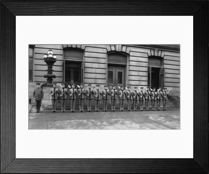 Framed Print : academy, adults, archival, axes, black + white, black and white, ceremony, firefighters Framed Print : academy, adults, archival, axes, black + white, black and white, ceremony, firefighters