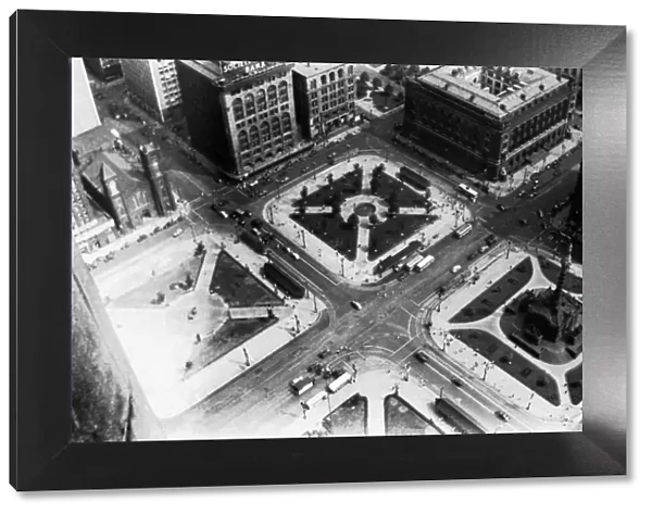 521, aerial view, antique, architecture, black & white, buildings, city, cityscape