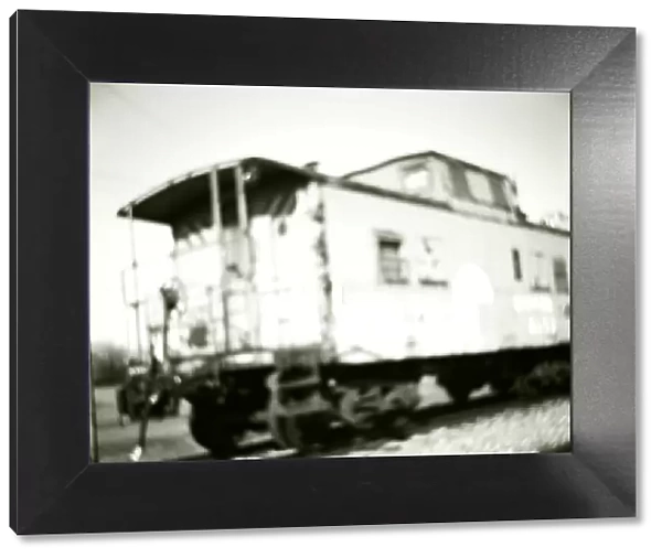 Vintage railroad car (B&W, soft focus)