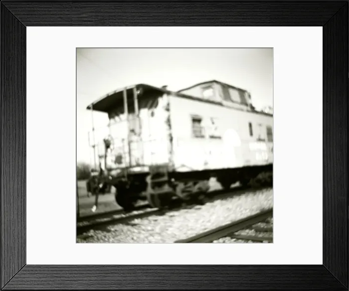 Framed Print : Vintage railroad car (B&W, soft focus)