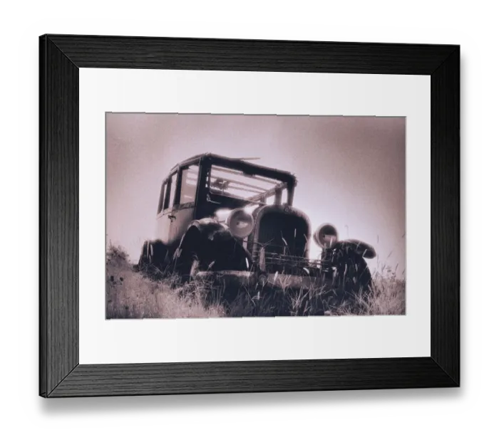 Framed Print : Vintage Automobile in Field Framed Print : Vintage Automobile in Field