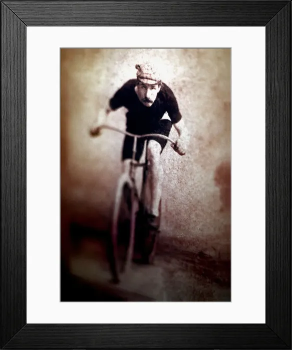 Framed Print : Victorian Bicycle Racer Framed Print : Victorian Bicycle Racer