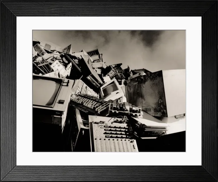 Framed Print : Mound of discarded computers and computer parts (B&W) Framed Print : Mound of discarded computers and computer parts (B&W)