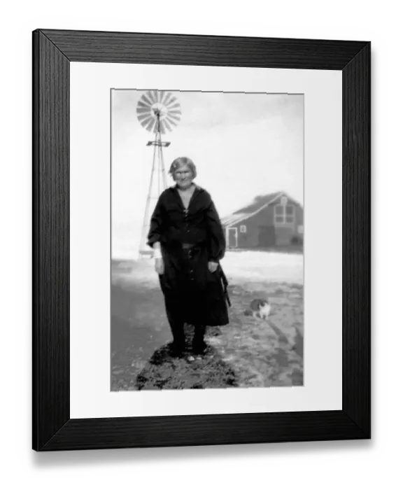 Framed Print : 522, adult, antique, barn, black & white, caucasian, eye contact, farm, farmer, female Framed Print : 522, adult, antique, barn, black & white, caucasian, eye contact, farm, farmer, female