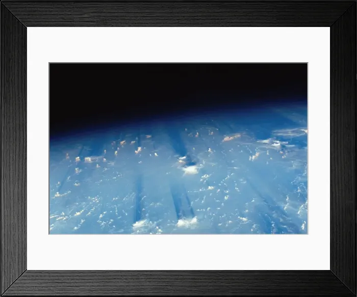 Framed Print : Earths limb at sunset, view from spacecraft