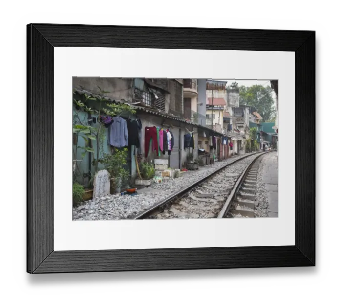 Framed Print : asian, building, city centre, dangerous, multicolored, railway section, railway track Framed Print : asian, building, city centre, dangerous, multicolored, railway section, railway track