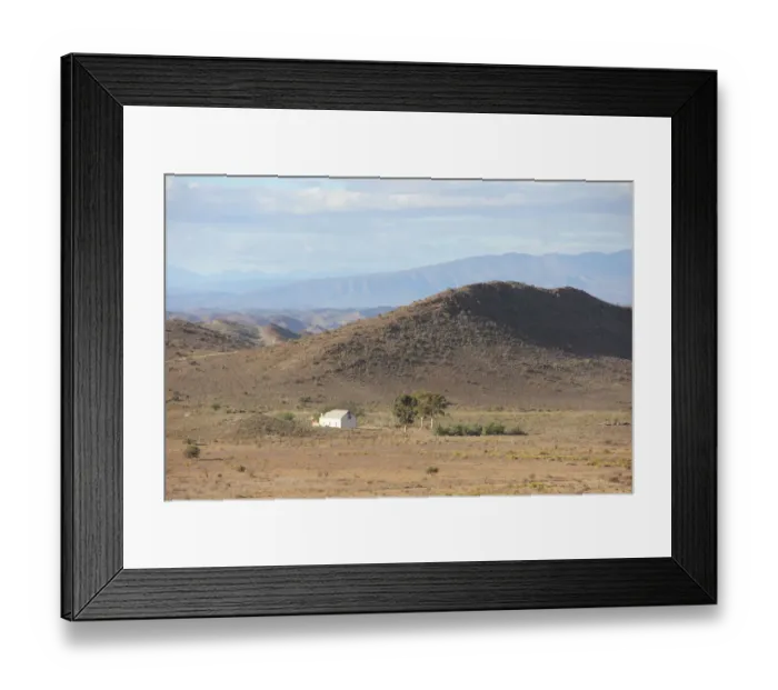 Framed Print : An old farmhouse in a typical Little Karoo landscape near Barrydale in the Western Framed Print : An old farmhouse in a typical Little Karoo landscape near Barrydale in the Western