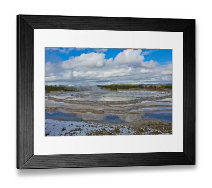 Framed Print : Clouds reflecting in Firehole Lake, Yellowstone National Park, Wyoming, USA