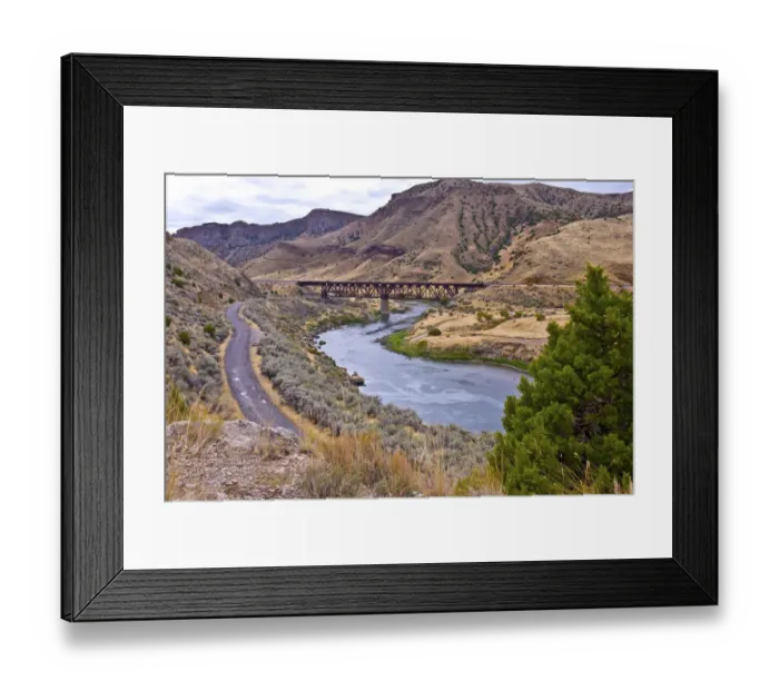 Framed Print : Burlington Northern Santa Fe Bridge over Bighorn River and Wind River Canyon, Wyoming, USA