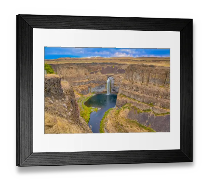 Framed Print : Waterfall and canyon landscape, Palouse Falls, Washington State, USA Framed Print : Waterfall and canyon landscape, Palouse Falls, Washington State, USA