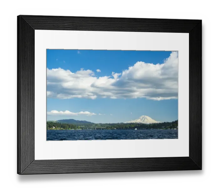 Framed Print : Mount Rainier seen from Lake Washington, Bellevue, King County, Washington State, USA Framed Print : Mount Rainier seen from Lake Washington, Bellevue, King County, Washington State, USA