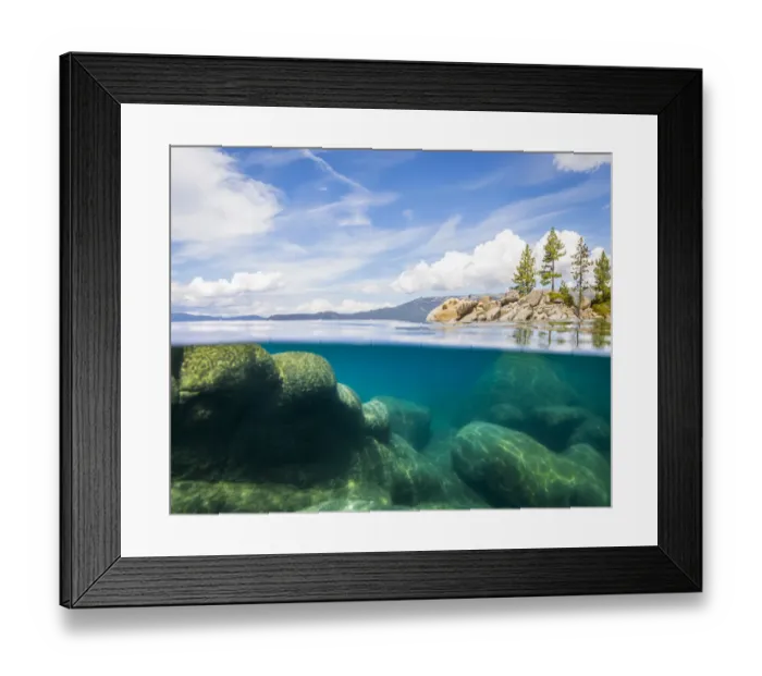 Framed Print : Water level view of Lake Tahoe from Sand Harbor, Nevada, USA
