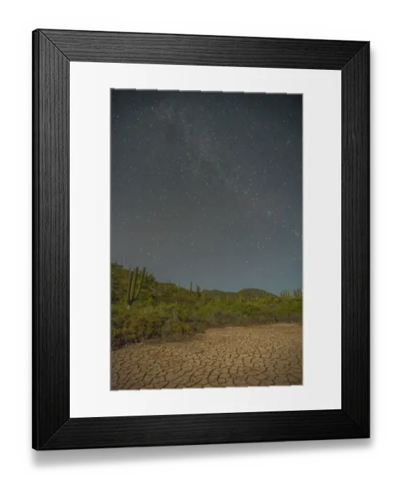 Framed Print : Starry sky over cracked desert, Isla San Jose, Baja California Sur, Mexico Framed Print : Starry sky over cracked desert, Isla San Jose, Baja California Sur, Mexico
