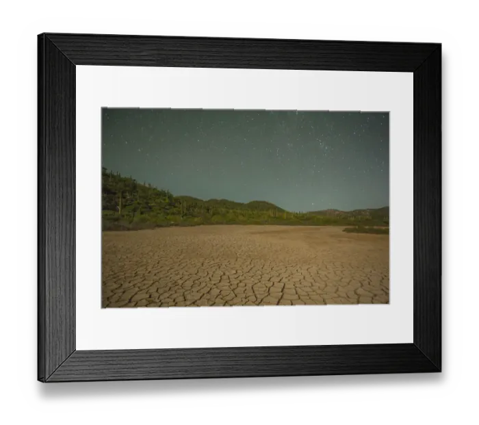 Framed Print : Starry sky over cracked desert, Isla San Jose, Baja California Sur, Mexico Framed Print : Starry sky over cracked desert, Isla San Jose, Baja California Sur, Mexico