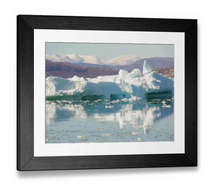 Framed Print : Iceberg in Pakitsoq Fjord System with Nuussuaq Peninsula in background, Oqaatsut, Avannaata, Greenland, Denmark Framed Print : Iceberg in Pakitsoq Fjord System with Nuussuaq Peninsula in background, Oqaatsut, Avannaata, Greenland, Denmark
