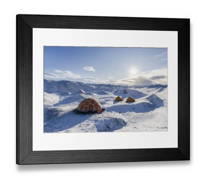 Framed Print : Camp on ice cap at Greenland Ice Sheet, Kangerlussuaq, Greenland, Denmark