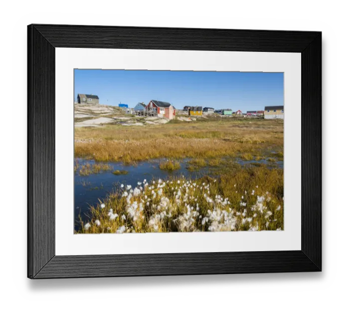 Framed Print : Inuit village at Disko Bay, Oqaatsut (Rodebay), Greenland, Denmark Framed Print : Inuit village at Disko Bay, Oqaatsut (Rodebay), Greenland, Denmark