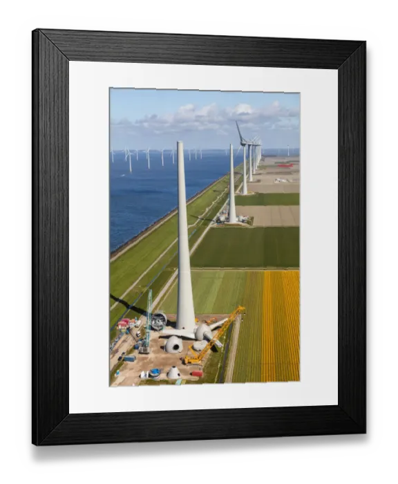 Framed Print : Wind turbines under construction, North Holland, Netherlands Framed Print : Wind turbines under construction, North Holland, Netherlands