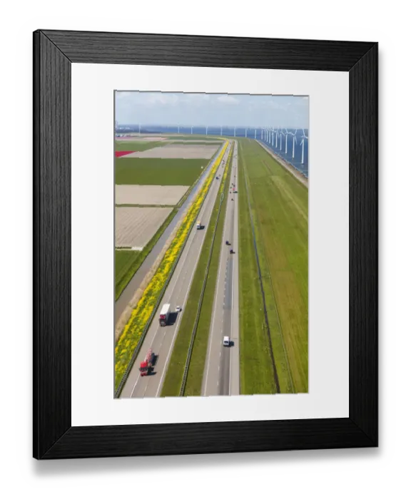 Framed Print : Wind turbines along coastline, North Holland, Netherlands Framed Print : Wind turbines along coastline, North Holland, Netherlands
