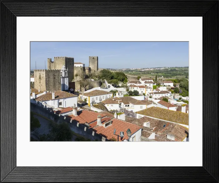 Framed Print : Townscape with medieval castle, Obidos, Lisboa, Portugal Framed Print : Townscape with medieval castle, Obidos, Lisboa, Portugal